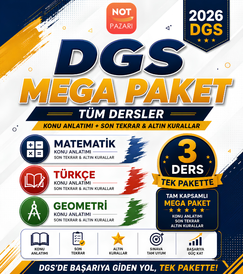 2026 DGS Mega Hazırlık Paketi | Türkçe + Matematik + Geometri Konu Anlatımı & Son Tekrar PDF Seti (6 Kitap)